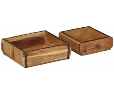Padėklas 2 pcs Ruda 29 x 31 x 10 cm Kietas atkurtas medis