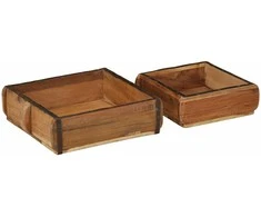 Padėklas 2 pcs Ruda 29 x 31 x 10 cm Kietas atkurtas medis