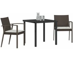 Lauko baldų komplektas Sodo valgomojo komplektas 3 pcs Ruda ir juoda PE ratanas