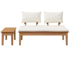 Lauko baldų komplektas Sodo suolo ir stalo komplektas 2 pcs Kremas ir rudas