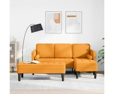 Sofa Sofos komplektas su pagalve 2 pcs Tamsiai geltona Poliesteris
