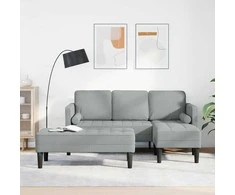 Sofa Sofos komplektas su pagalve 2 pcs Šviesiai pilka Poliesteris