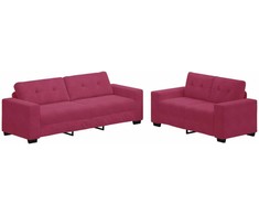 Sofa 2 pcs Vyno raudona 221 x 80 x 80 cm Aksomas