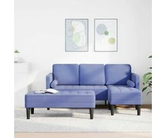 Sofa Sofos komplektas su pagalve 2 pcs Džinsinės mėlynos Poliesteris