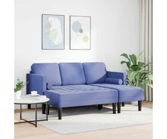 Sofa Sofos komplektas su pagalve 2 pcs Džinsinės mėlynos Poliesteris