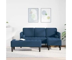 Sofa Sofos komplektas su pagalve 2 pcs Mėlyna Poliesteris