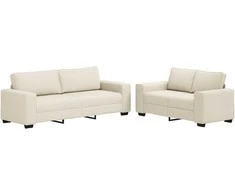 Sofa 2 pcs Smėlio 221 x 80 x 82 cm Lino mišinio audinys