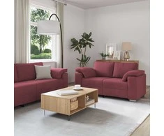 Sofa 2 pcs Vyno raudona 219 x 80 x 82 cm audinys