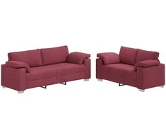 Sofa 2 pcs Vyno raudona 219 x 80 x 82 cm audinys