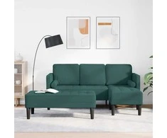Sofa Sofos komplektas su pagalve 2 pcs Tamsiai žalia Poliesteris