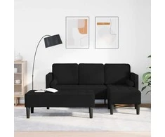 Sofa Sofos komplektas su pagalve 2 pcs Juoda Poliesteris
