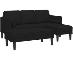 Sofa Sofos komplektas su pagalve 2 pcs Juoda Poliesteris