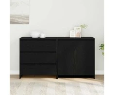 Kabalas su stalčių 2 pcs Juoda 70 x 41 x 75 cm Apdirbta mediena