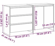 Kabalas su stalčių 2 pcs Juoda 70 x 41 x 75 cm Apdirbta mediena