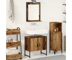 Vonios baldų rinkinys su saugykla 2 pcs Ruda Apdirbta mediena