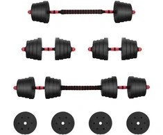 2-in-1 hantelių rinkinys 40kg Juoda ir raudona