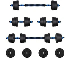 2-in-1 hantelių rinkinys 30kg Juoda ir mėlyna