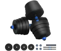2-in-1 hantelių ir štangos rinkinys 30 kg Juoda ir mėlyna