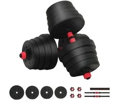2-in-1 hantelių ir štangos rinkinys 30 kg Juoda ir raudona