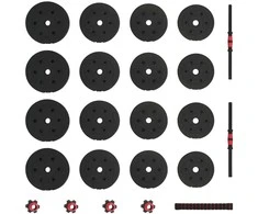 2-in-1 hantelių rinkinys 30kg Juoda ir raudona