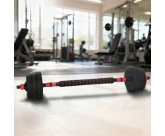 2-in-1 hantelių ir štangos rinkinys 20 kg Juoda ir raudona