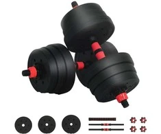 2-in-1 hantelių ir štangos rinkinys 20 kg Juoda ir raudona