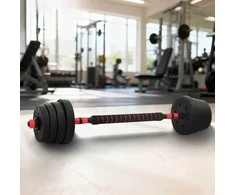 2-in-1 hantelių ir štangos rinkinys 30 kg Juoda ir raudona