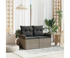 Sodo sofa su pagalve Pilka 141 x 62 x 69cm poliratanas