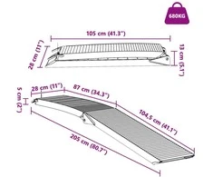 Motociklo rampos 680 kg 2 vnt. Sidabro 680 kg Aliuminis