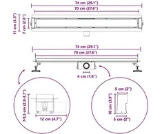 2 viename dušo nutekėjimas Juoda 70 cm Nerūdijantis plienas 304