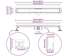 2 viename dušo nutekėjimas Juoda 80 cm Nerūdijantis plienas 304