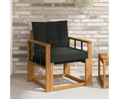 2 Vienetas Lauko sofa Kietos akacijos mediena Natūrali