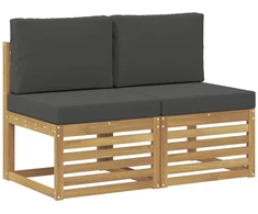 2 Vienetas Lauko Vidurinis Sofa Kietos akacijos mediena Balta
