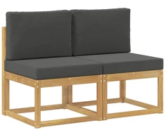 2 Vienetas Lauko Vidurinis Sofa Kietos akacijos mediena Balta