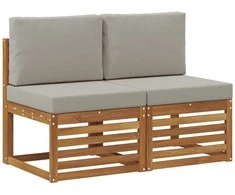 2 Vienetas Lauko Vidurinis Sofa Kietos akacijos mediena