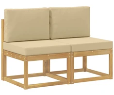 2 Vienetas Lauko Vidurinis Sofa Kietos akacijos mediena Balta