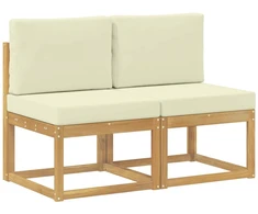 2 Vienetas Lauko Vidurinis Sofa Kietos akacijos mediena Balta