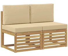 2 Vienetas Lauko Vidurinis Sofa Kietos akacijos mediena Balta