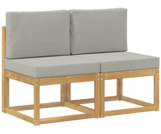 2 Vienetas Lauko Vidurinis Sofa Kietos akacijos mediena Balta