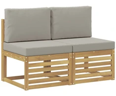 2 Vienetas Lauko Vidurinis Sofa Kietos akacijos mediena Balta