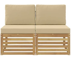 2 Vienetas Lauko Vidurinis Sofa Kietos akacijos mediena Balta