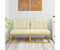 2 Vienetas Lauko Vidurinis Sofa Poliesteris Balta