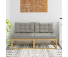 2 Vienetas Lauko Vidurinis Sofa Poliesteris Balta