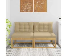 2 Vienetas Lauko Vidurinis Sofa Poliesteris Balta