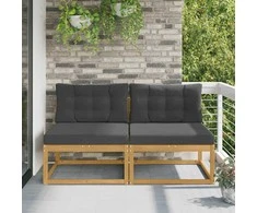 2 Vienetas Lauko Vidurinis Sofa Poliesteris Balta
