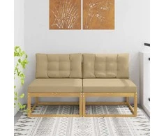 2 Vienetas Lauko Vidurinis Sofa Poliesteris Balta