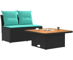 2 Vienetas Sodo vidurinė sofa su pakeliama lentele poliratanas