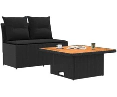 2 Vienetas Sodo vidurinė sofa su pakeliama lentele poliratanas