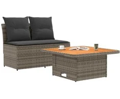 2 Vienetas Sodo vidurinė sofa su pakeliama lentele poliratanas