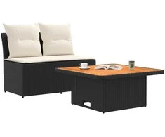 2 Vienetas Sodo vidurinė sofa su pakeliama lentele poliratanas